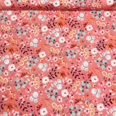 Jersey GOTS | digital Blumen | flowers altrosa